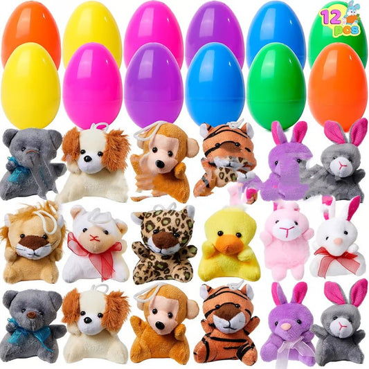 12/24/36 Pcs Prefilled Easter Eggs, Filled with Plush Animal Toys